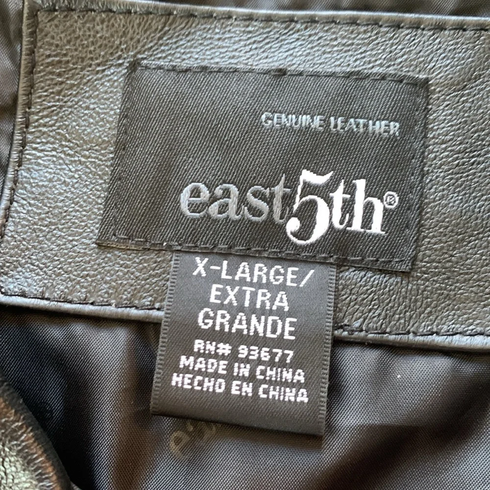 East 5th sz XL black genuine leather longer length coat